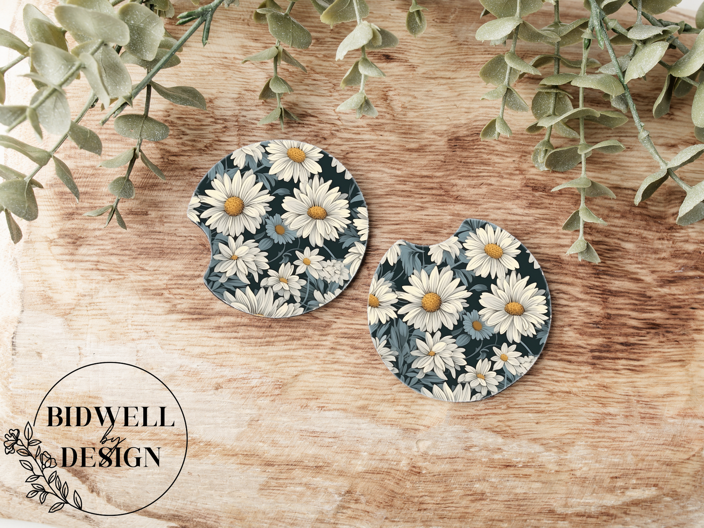 Blue Daises Car Coasters