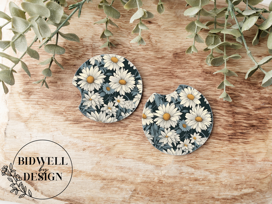 Blue Daises Car Coasters