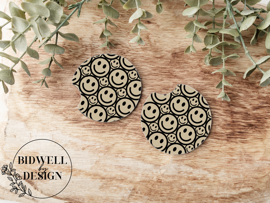 Retro Smiley Car Coasters