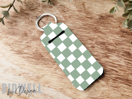 Green Checkered Chapstick Holder