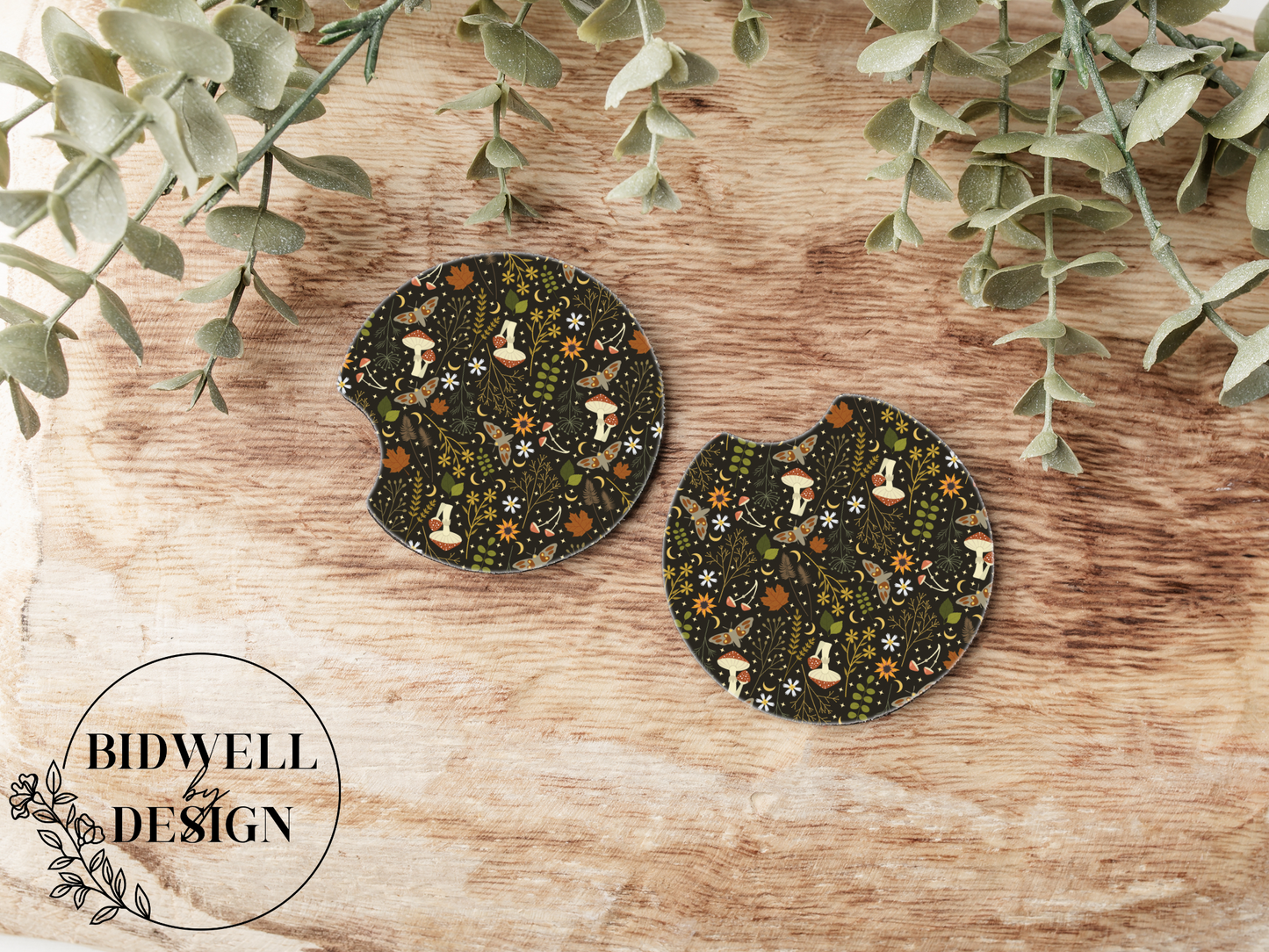 Mushroom & Leaves Car Coasters