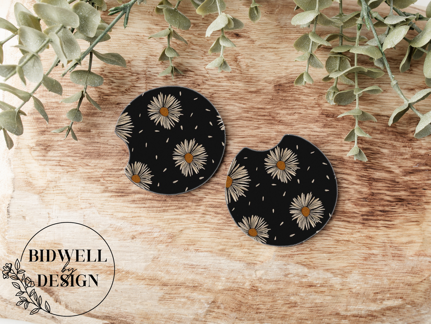 Dark Daises Car Coasters