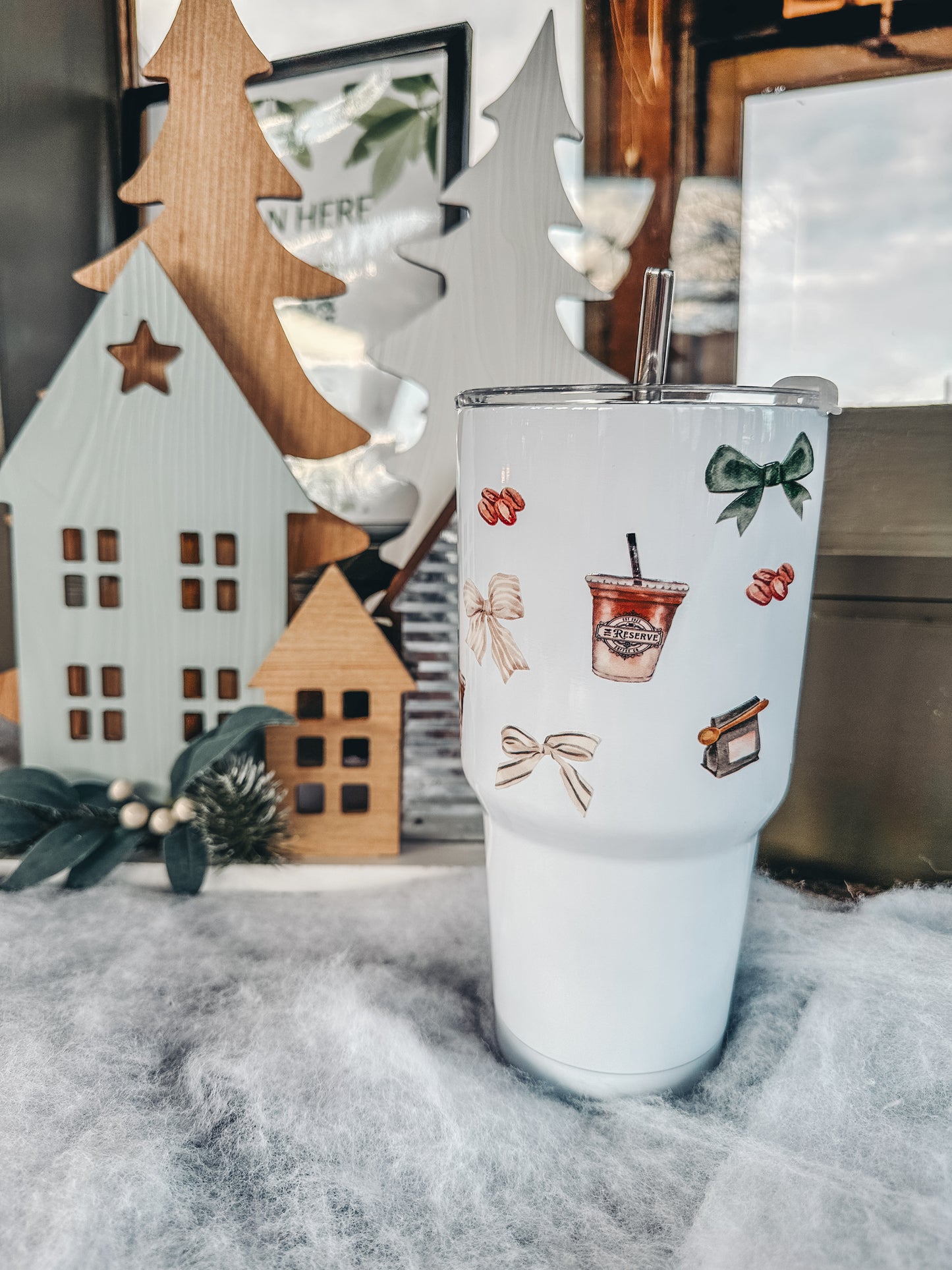 114 Reserve Green Bow No Handle Travel Cup