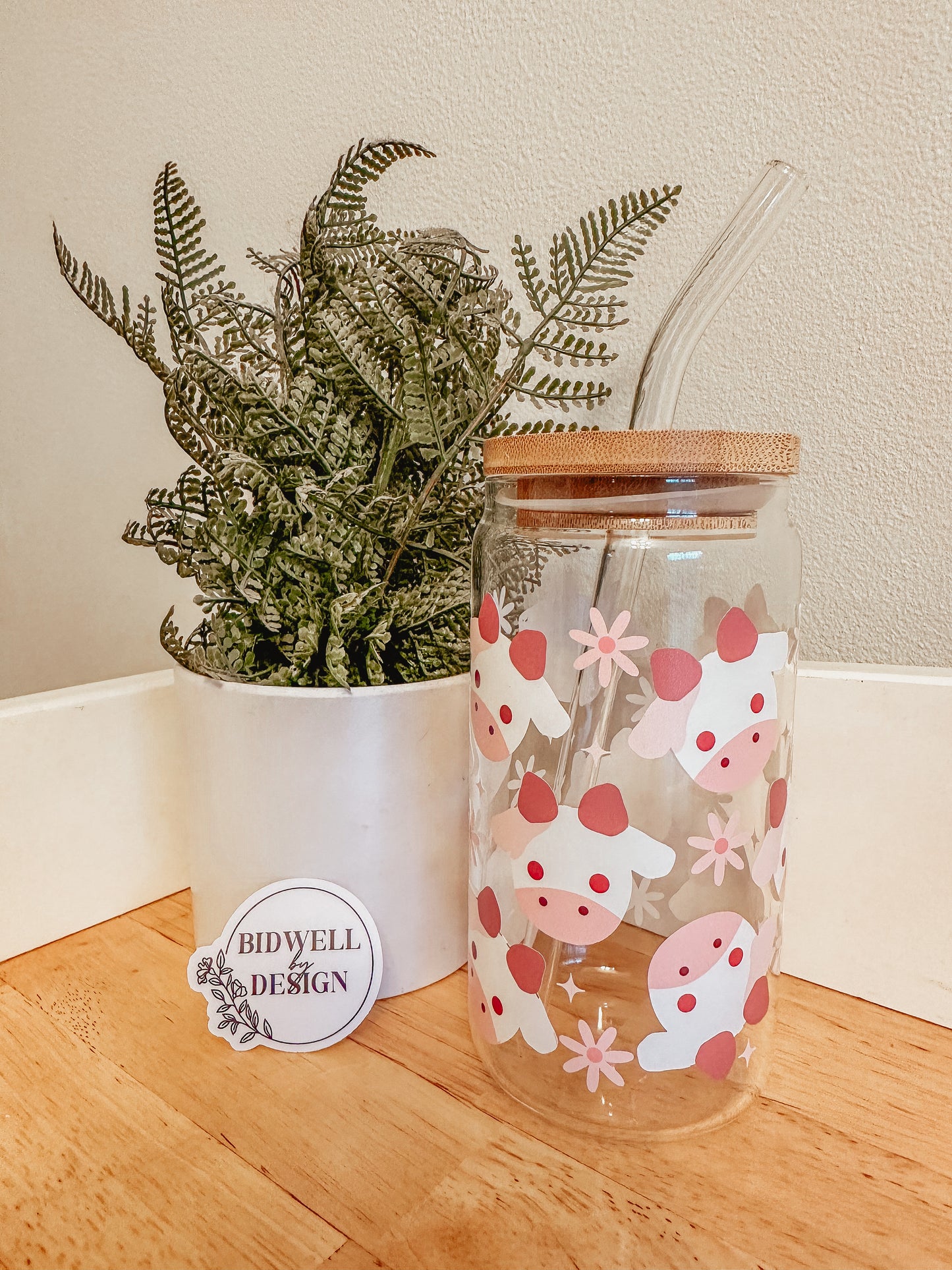 Pink Cow Glass