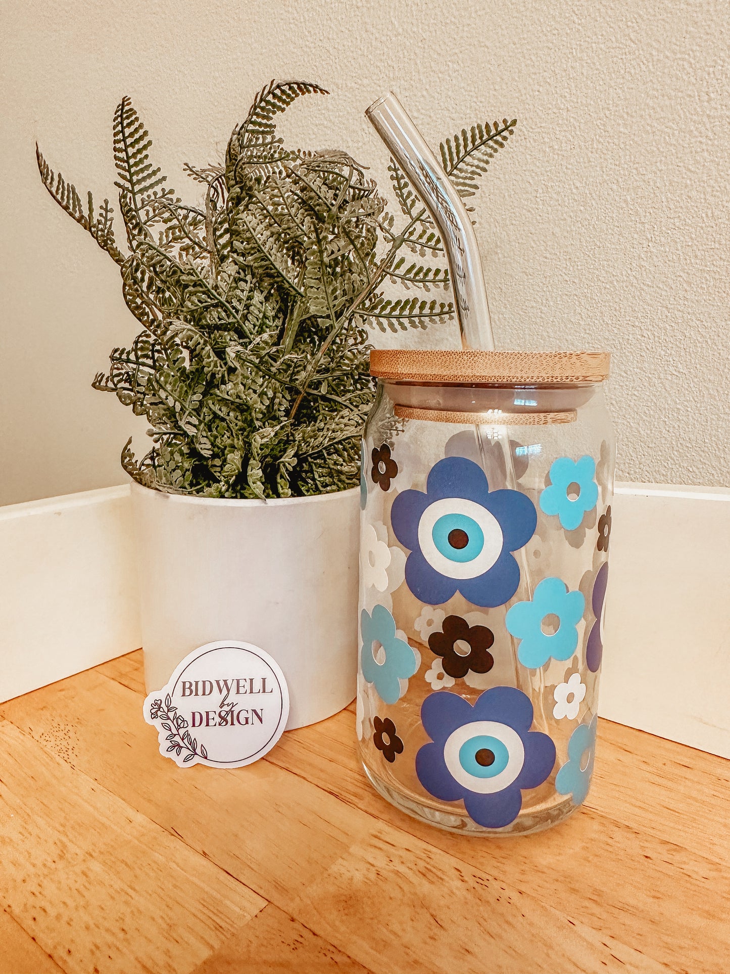 Floral Evil Eye Glass