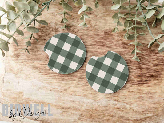Christmas Checkered Car Coasters