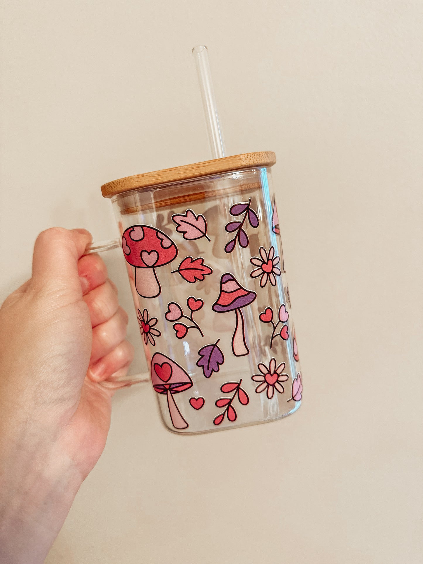 Heart Mushroom Square Glass