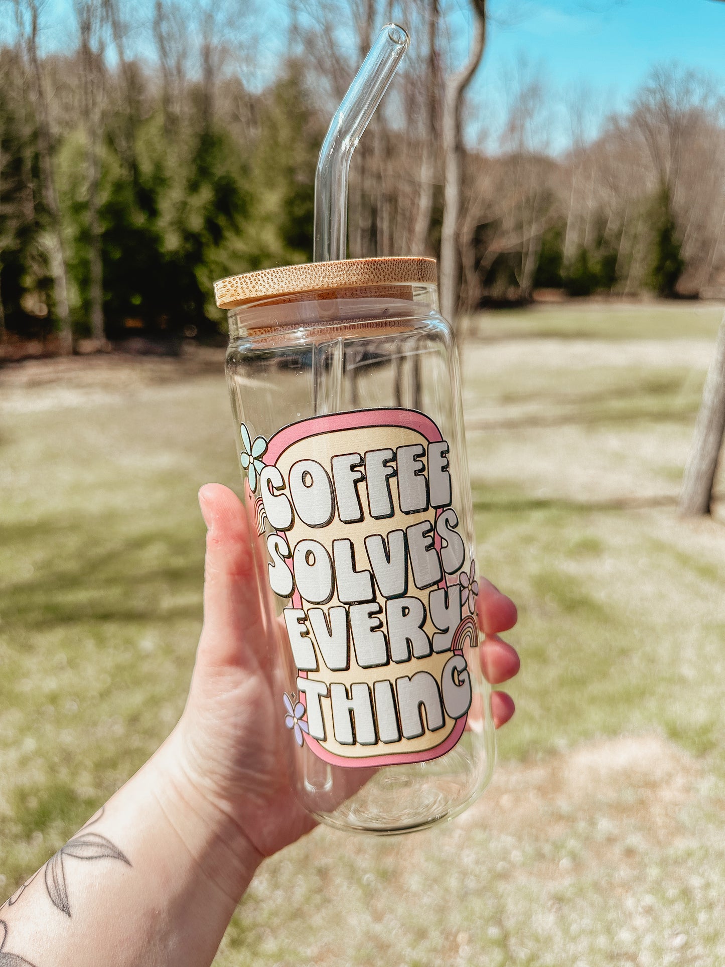 Coffee Solves Everything Glass