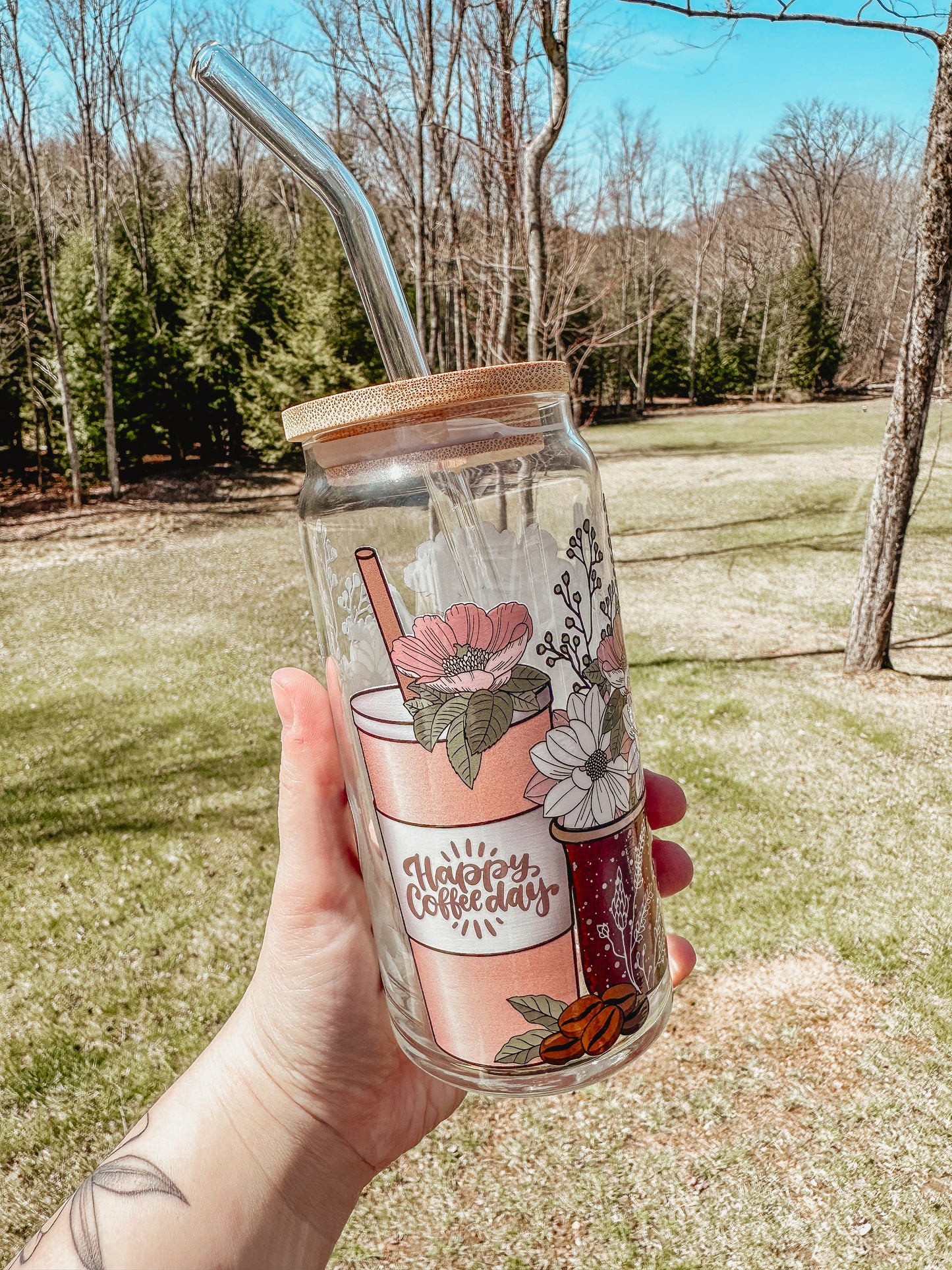 Flower Coffee Cup Glass