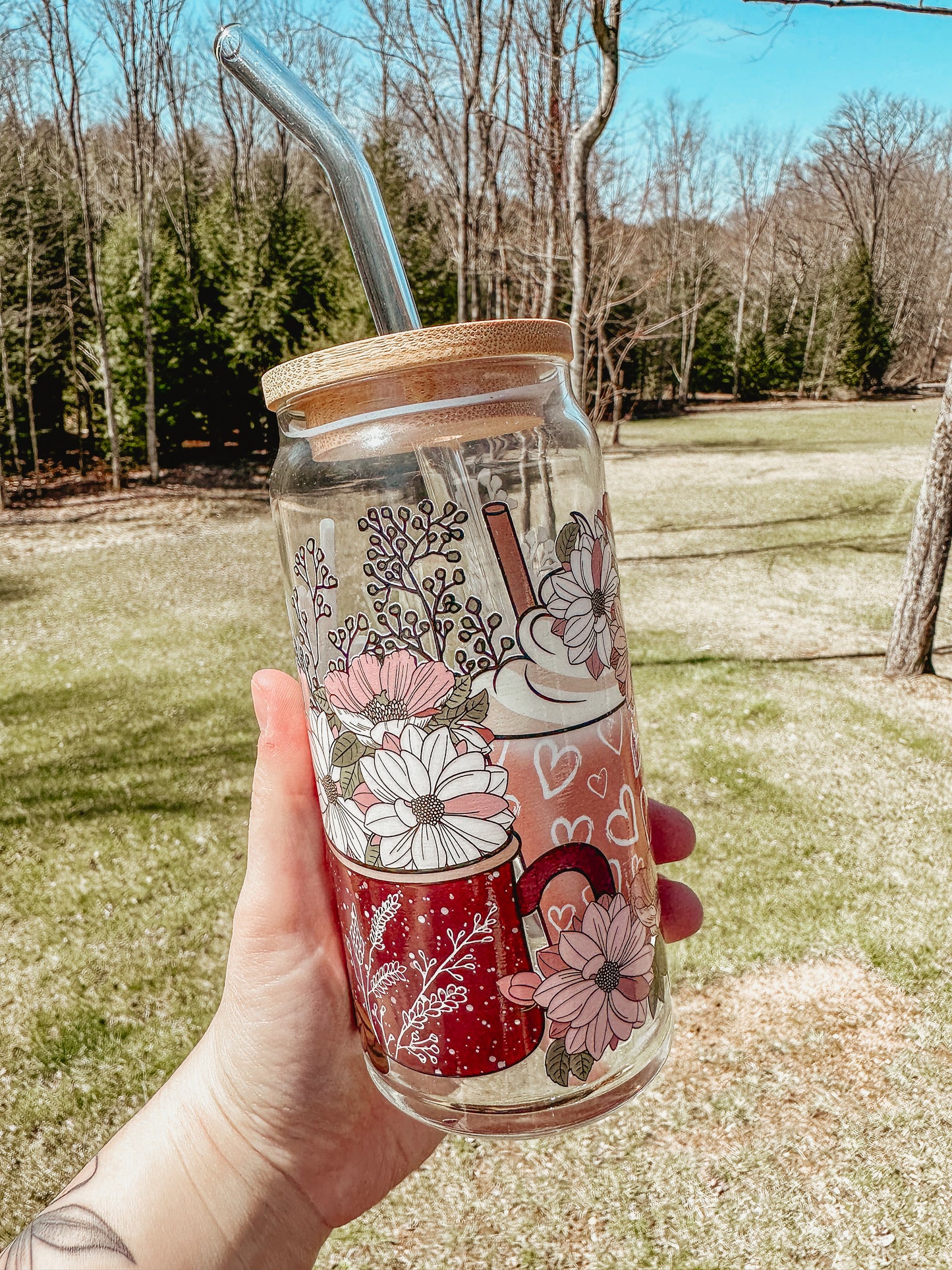 Flower Coffee Cup Glass