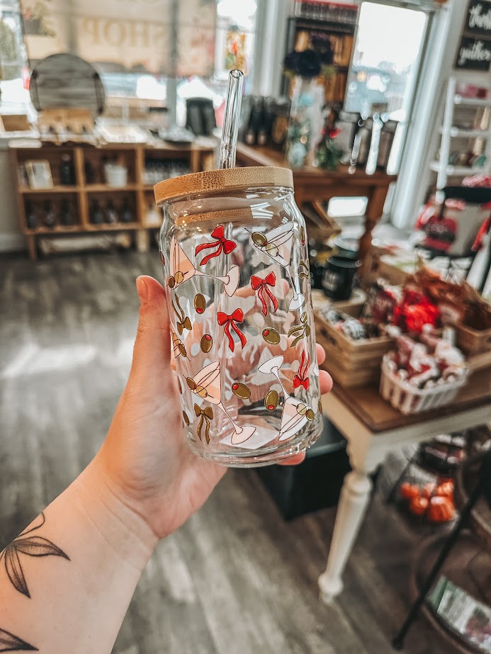 Martini Themed Glass