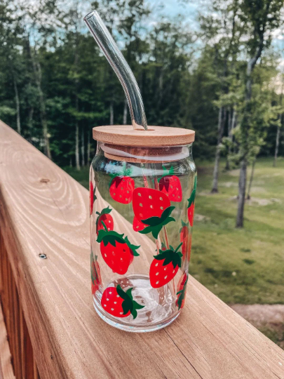 Strawberry Beer Can Glass