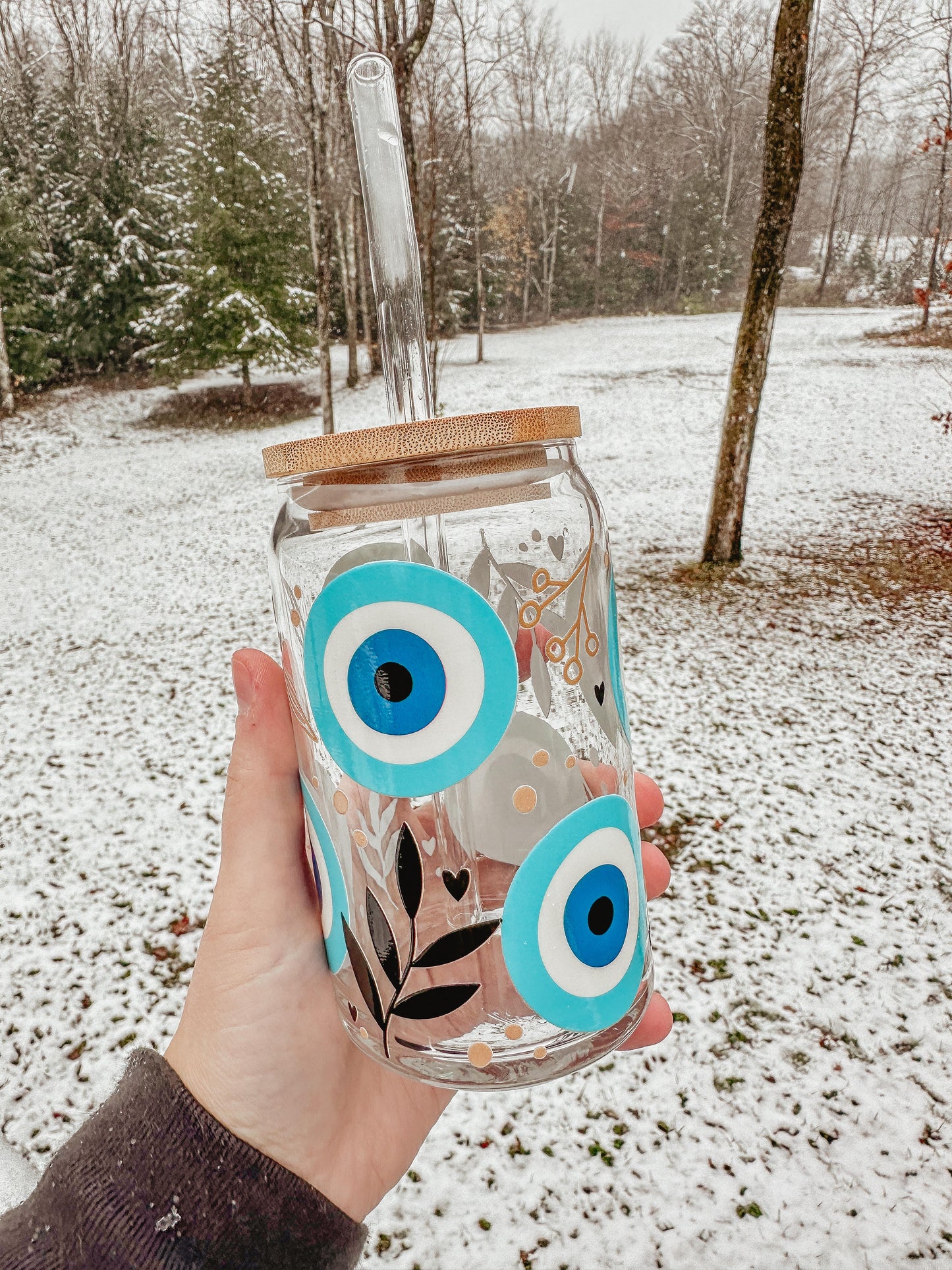 Floral Evil Eye Glass