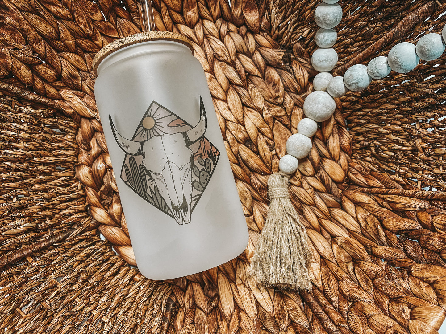 Sunset Skull Frosted Glass