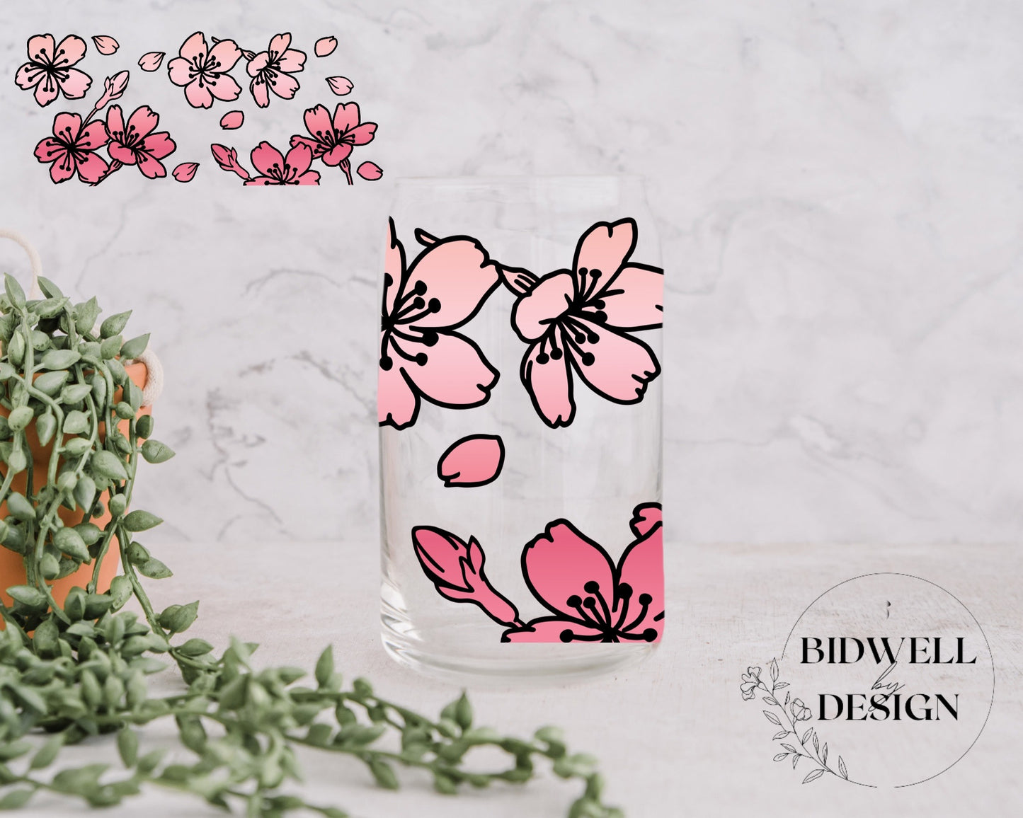 Cherry Blossom 16 oz UV DTF Cup Wrap
