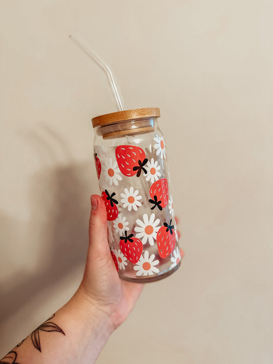 Strawberry Daisy Glass