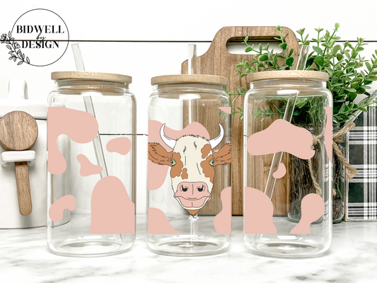 Pink Cow Glass Can Wrap