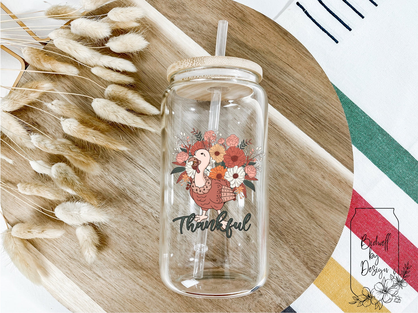 Floral Thankful UVDTF Cup Decal