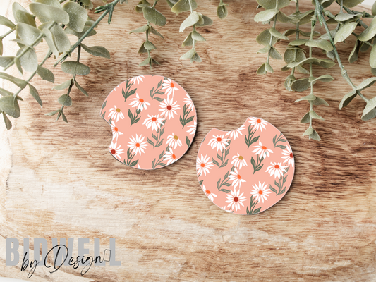 Pink Daisy Car Coasters