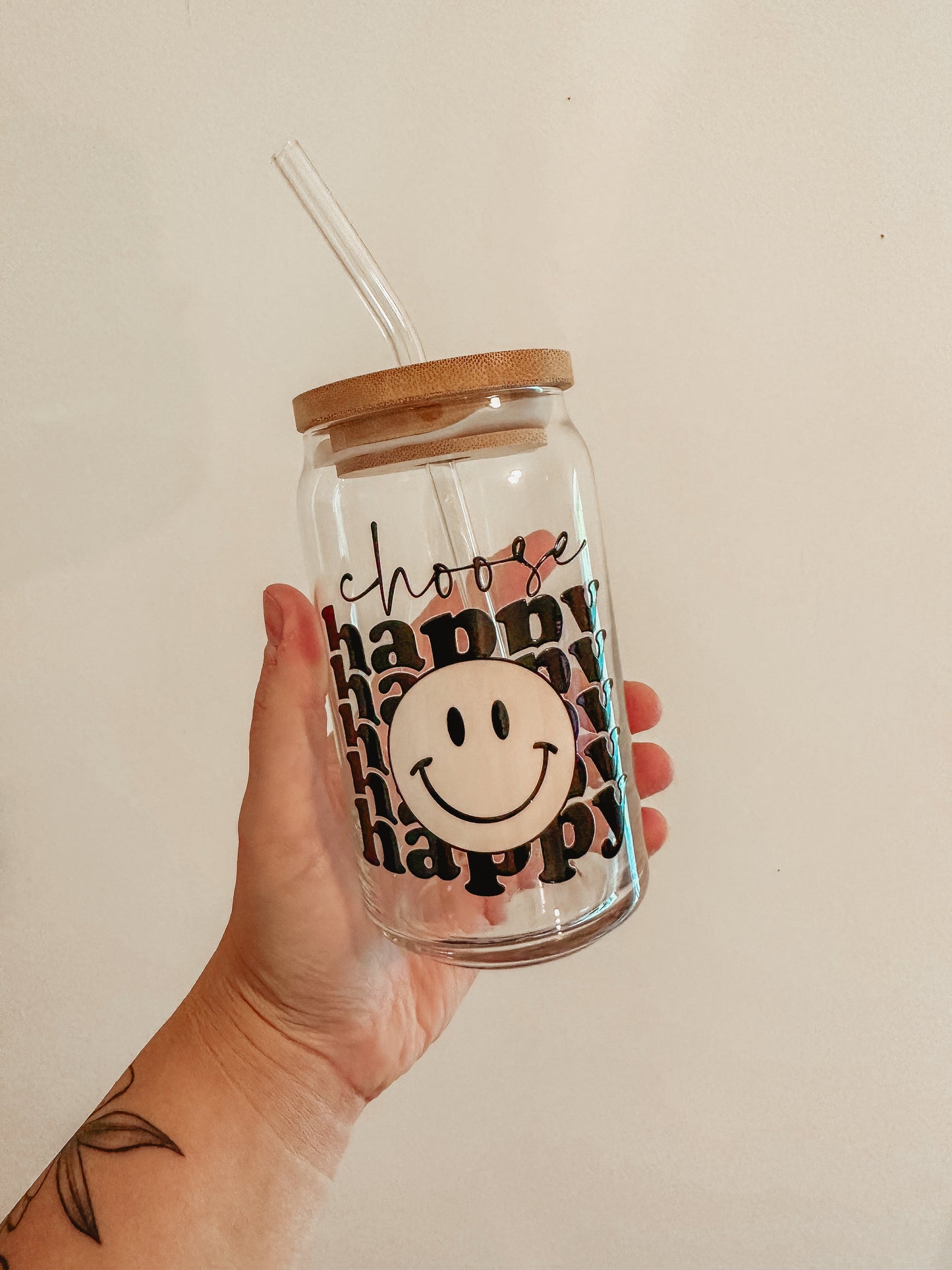 Choose Happy Glass