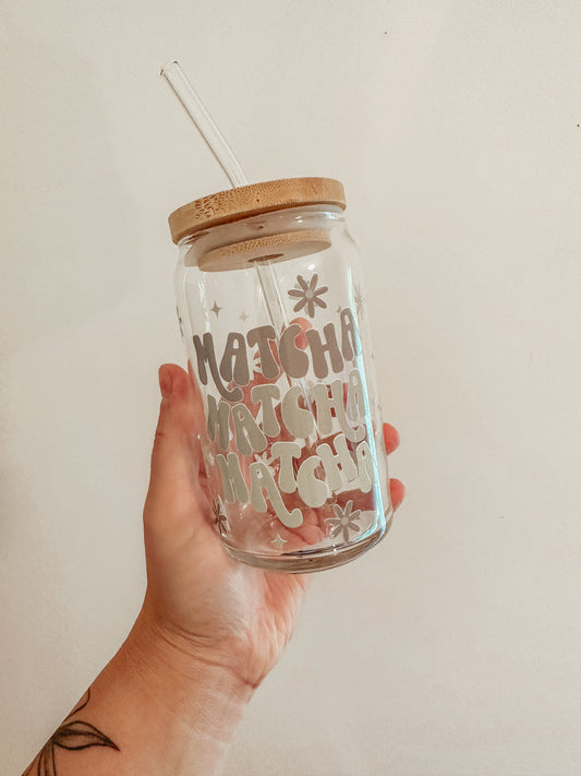 Matcha Floral Glass