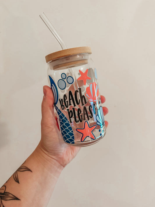 Beach Please Glass