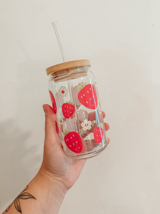 Checkered Strawberry Glass