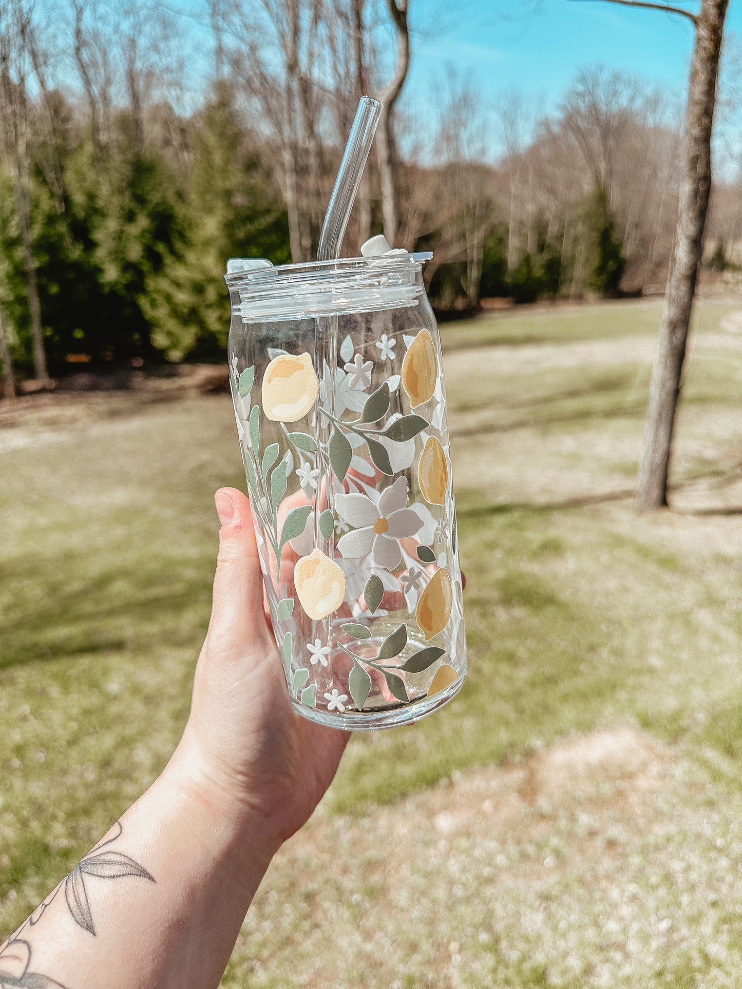 Lemon Sip Lid Glass