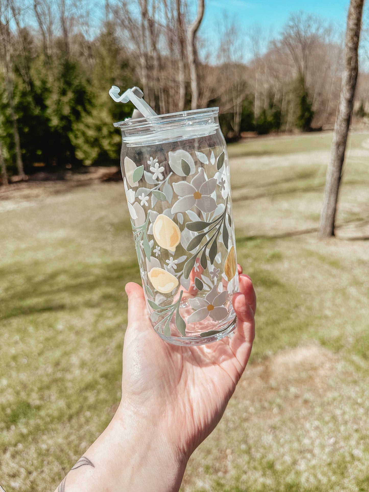 Lemon Sip Lid Glass