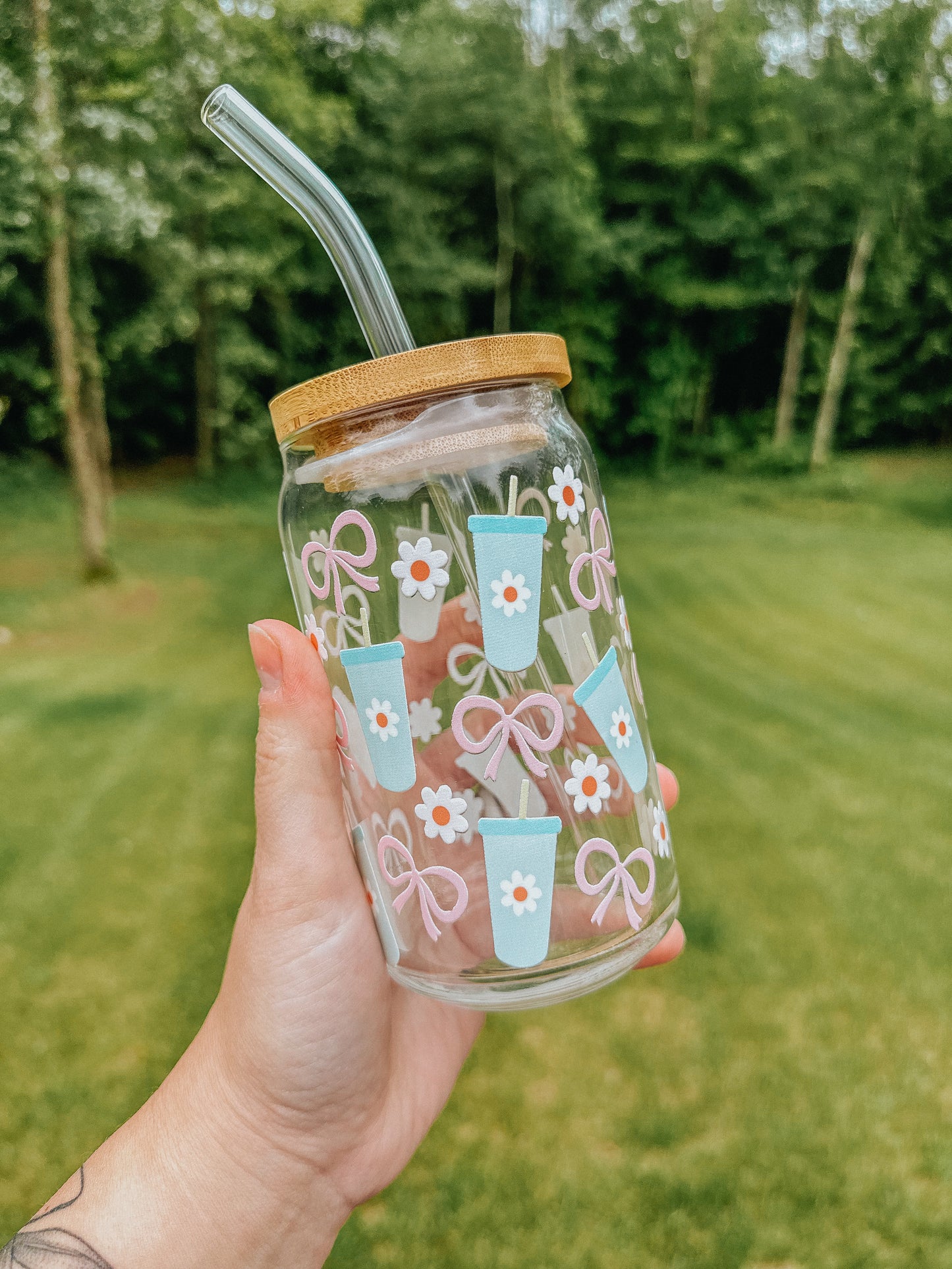 Floral Tumbler Glass