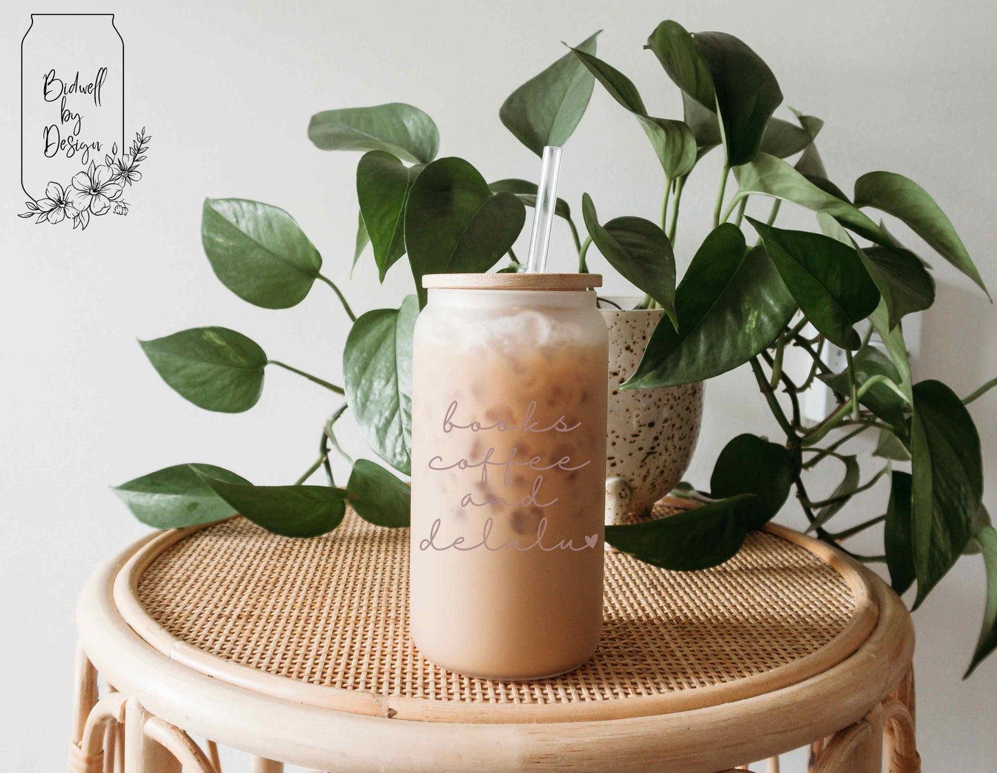 Books, Coffee & Delulu Frosted Glass