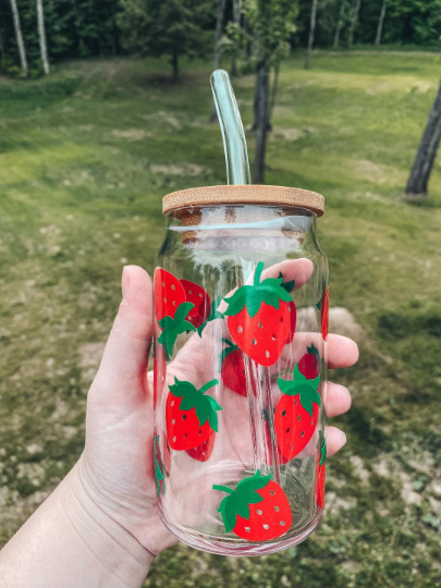 Strawberry Beer Can Glass