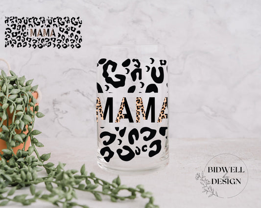 Leopard Print Mama 16oz UV DTF Cup Wrap